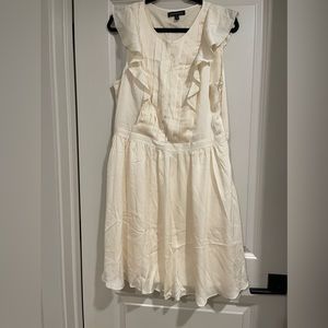 Banana Republic Ivory Sleeveless Pleated Ruffle Dress